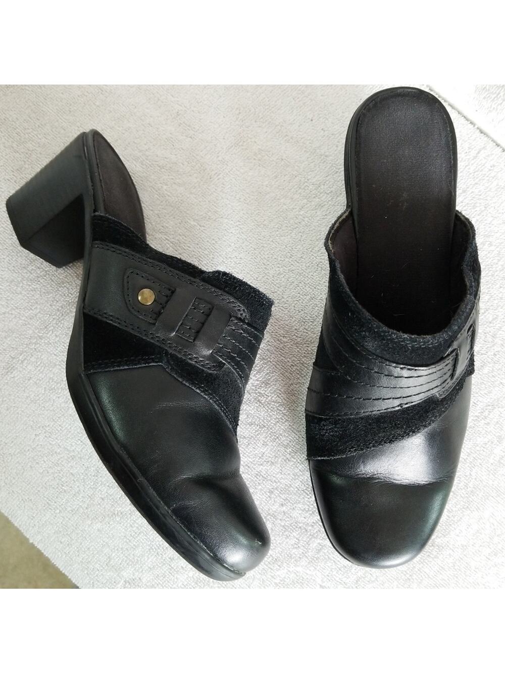 Clarks Suede Leather Comfort Clogs Mules Slides